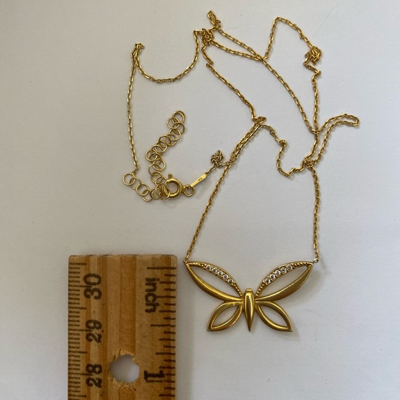 🦋Butterfly necklace 925 silver cz stones 18k yellow gold plated - Picture 2 of 4